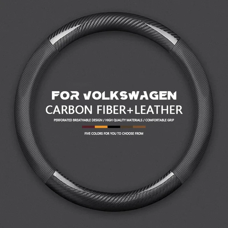 Car Carbon Fiber Leather Steering Wheel Cover For VW Volkswagen Golf 6 Mk6 CC Polo Sagitar Bora Santana Jetta Mk6 Passat Tiguan