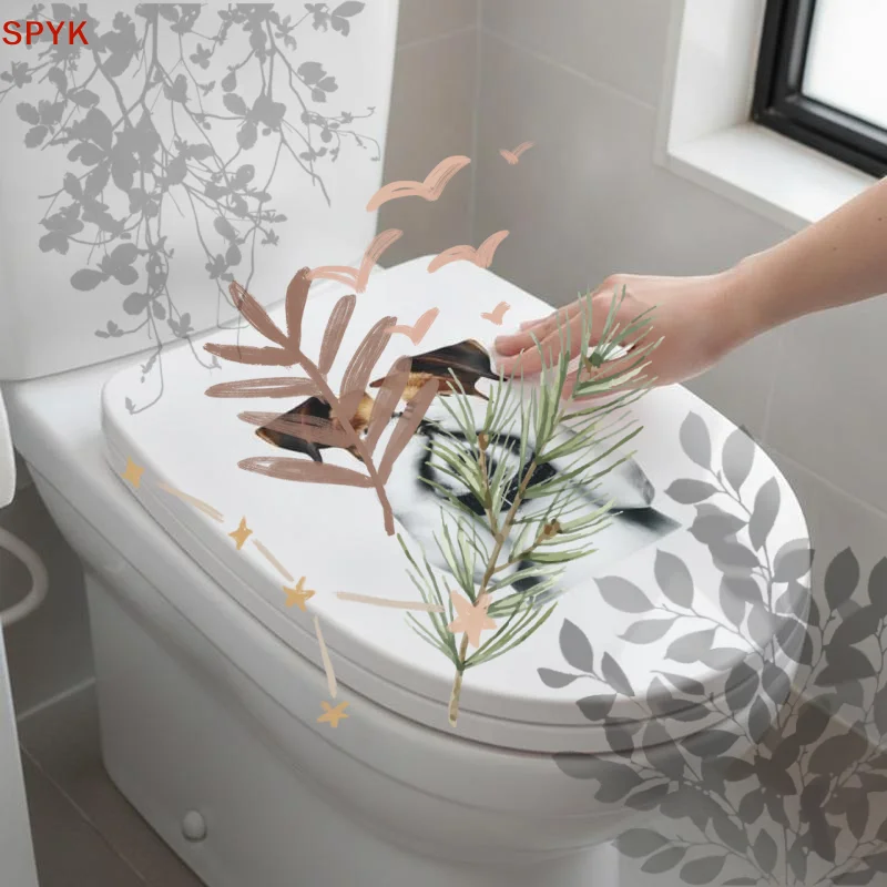 Shy Puppy Self-Adhesive Toilet Sticker PVC Dog Wall Decal With Closed Eyes Design Easy Stick Animal Theme Decoration