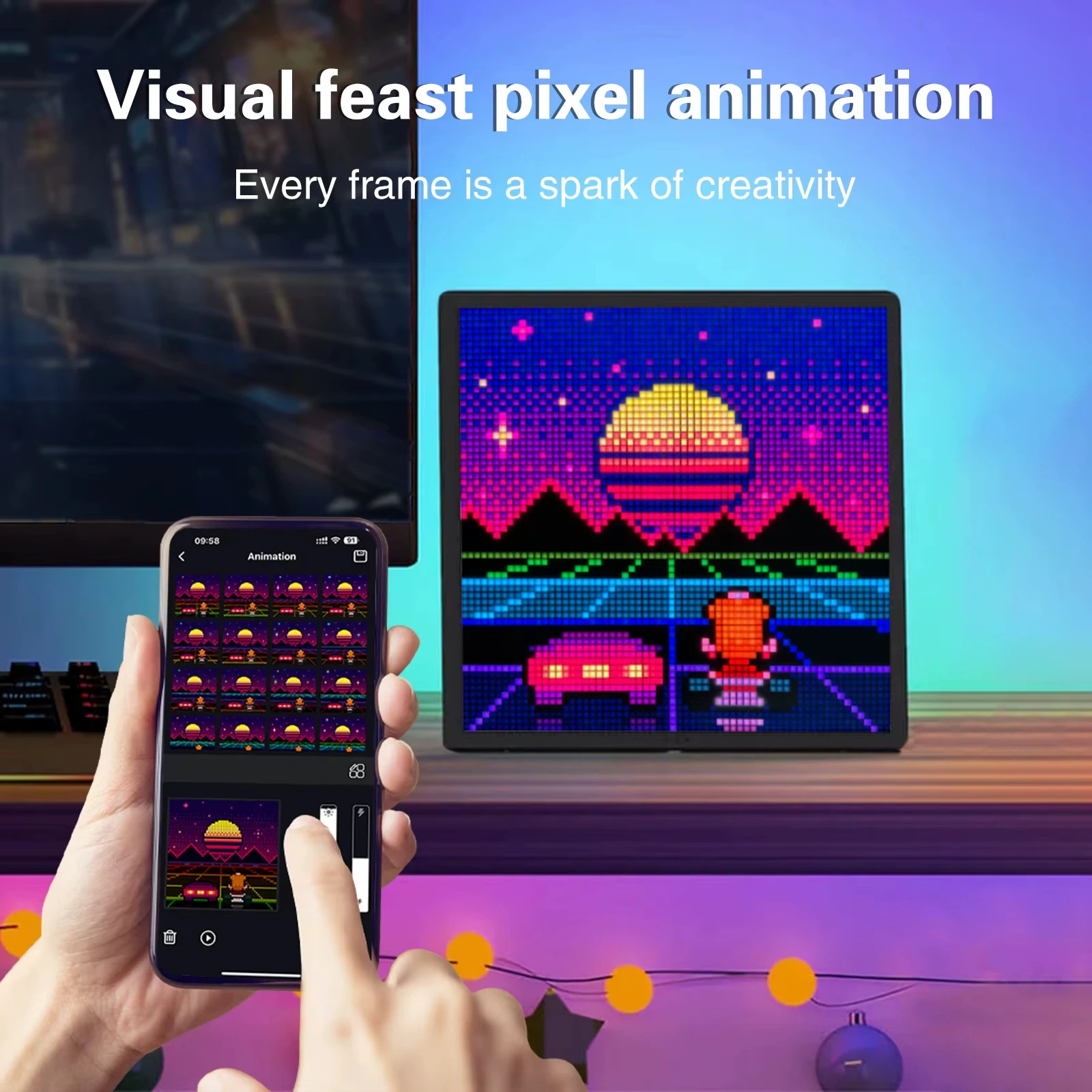 

DIY Smart LED Pixel Matrix Panel Programmable Animation Display Screen APP Control Pixel Art Sign for Gaming Anime Room Decor