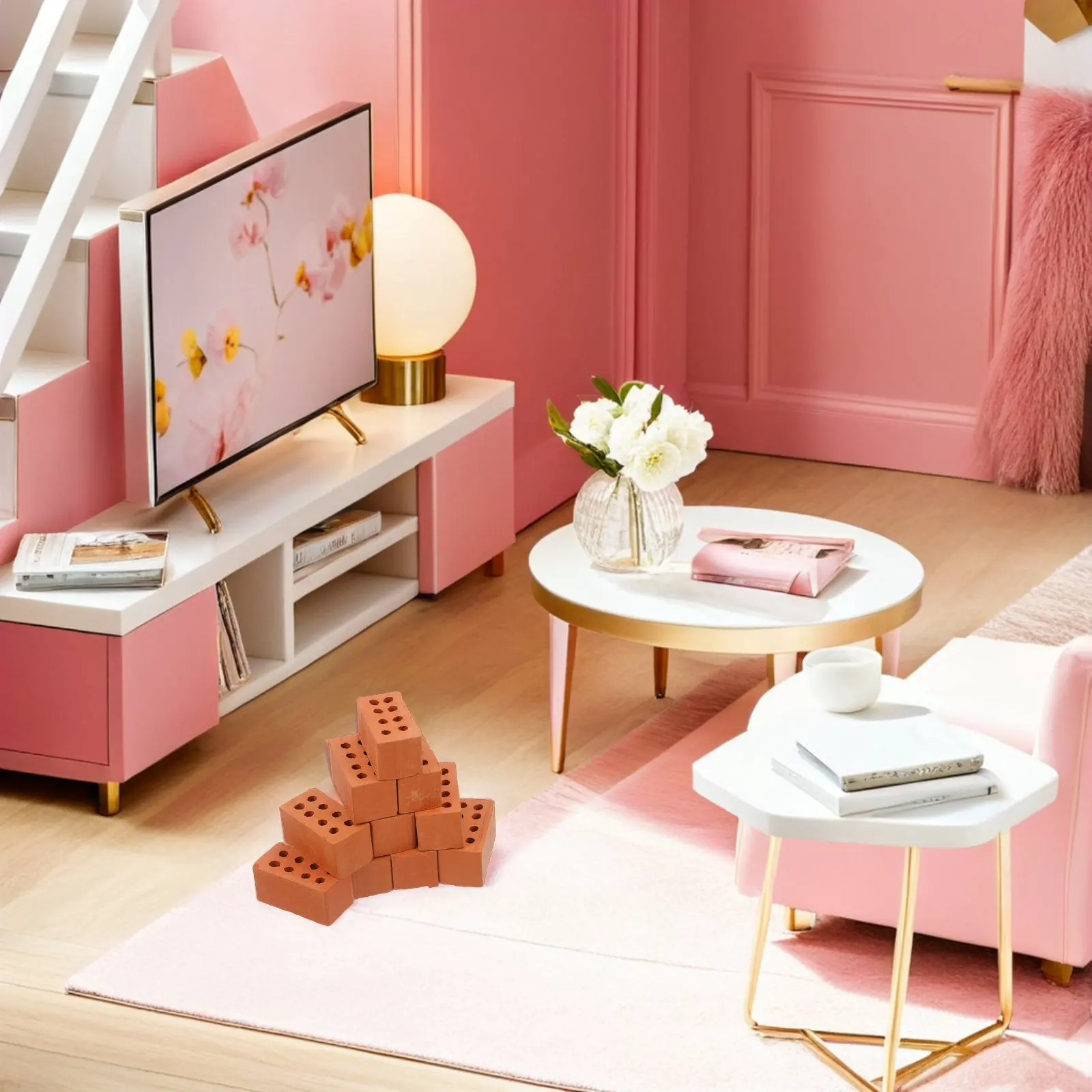 50Pcs Mini Bricks for Crafts Realistic Tiny Brick Wall Decor DIY Fairy Garden House Building Accessories Micro Landscape