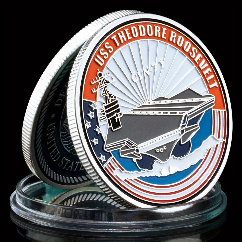United States CVN-17 Aircraft Carrier Souvenir Coin Silver Plated Commemorative Coin Military Fans Collectible Challenge Coin