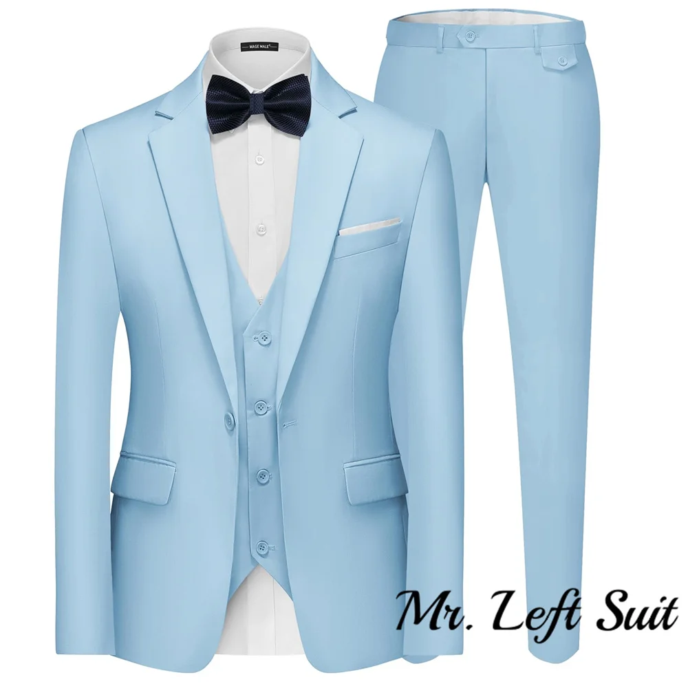 17 Color XS-5XL (Jacket + Vest + Pants) Retro Gentleman Classic Mens Formal Business Slim Suit 3Pces Set Groom Wedding Dress