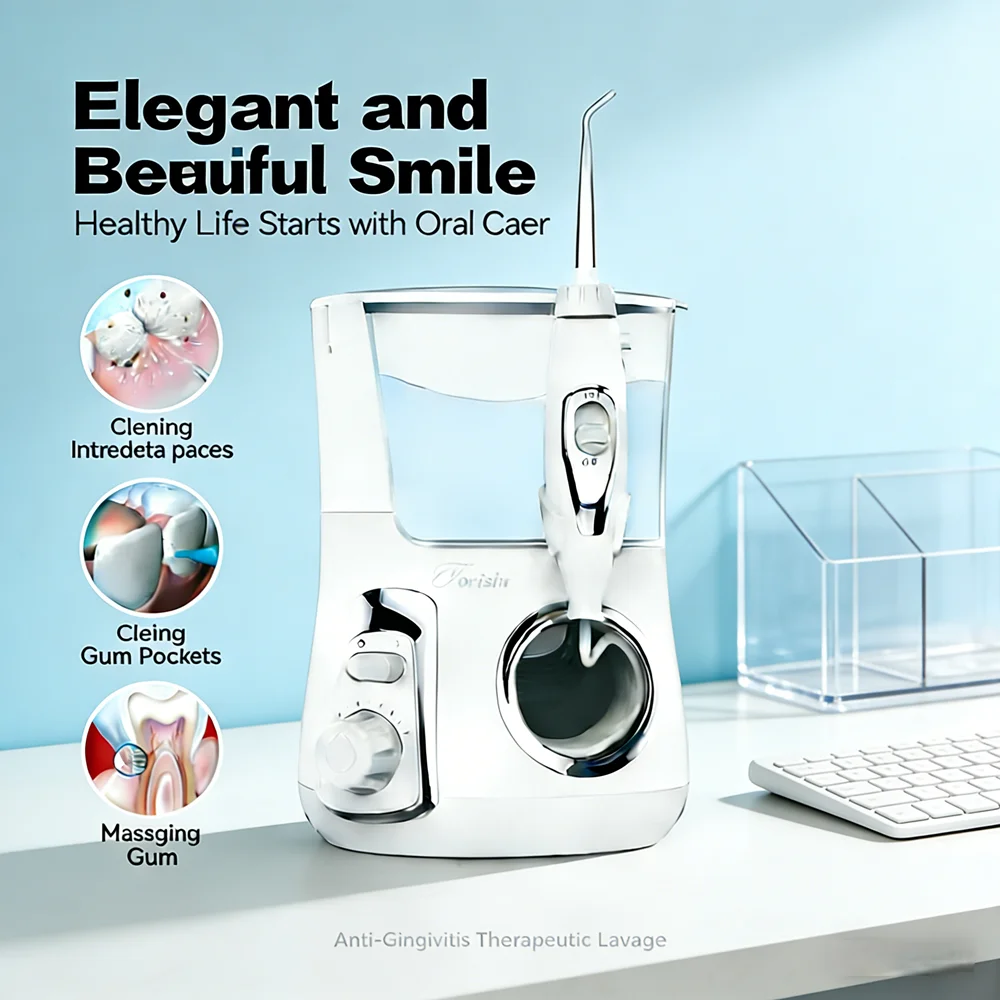 

Professional Dental Water Jet Cleaner 800ML, 10 Function Modes 5 Interchangeable Nozzles, Oral Care for Healthy Smile
