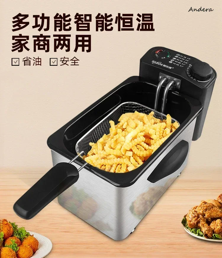 Household Small Electric Deep Fryer - for Commercial Use Too, Single Cylinder Mini, Fries Skewers, French Fries & Dough Sticks