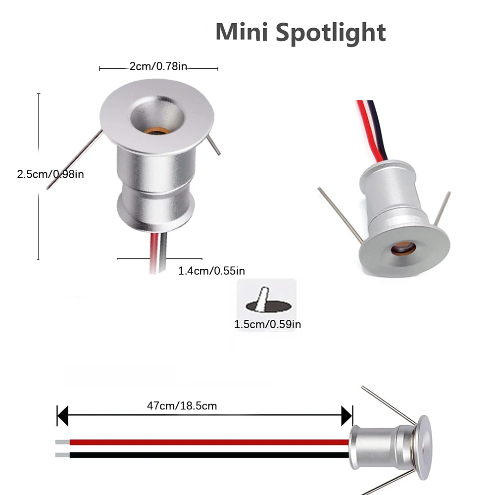 Mini reflektor LED 1W 12V mała żarówka punktowa światło wpuszczane sufitowe schody chodniki dziedziniec szafka korytarz oświetlenie otoczenia