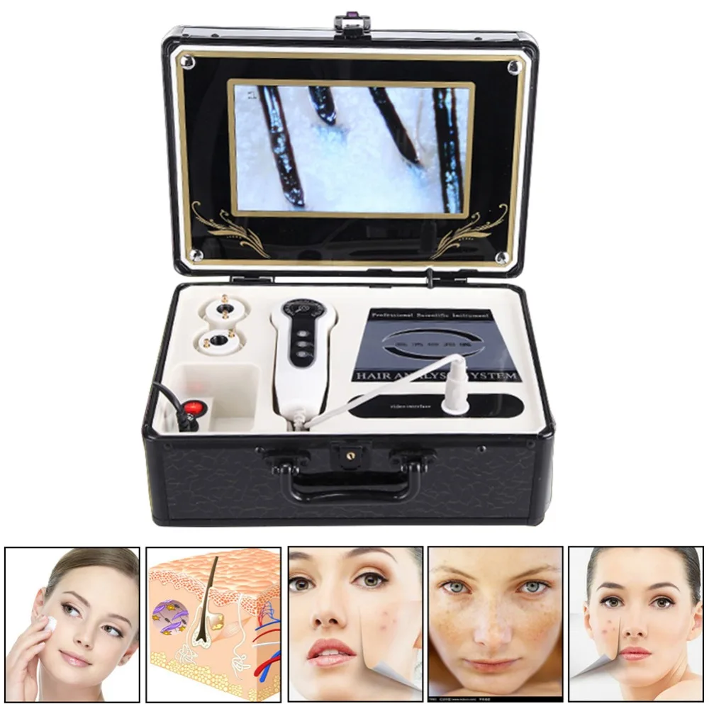 7 inch LCD Skin & Hair Analyzer Detector Digital Microscope Magnifier Skin Hair Blackhead Follicle Scalp Detector 50X-200X