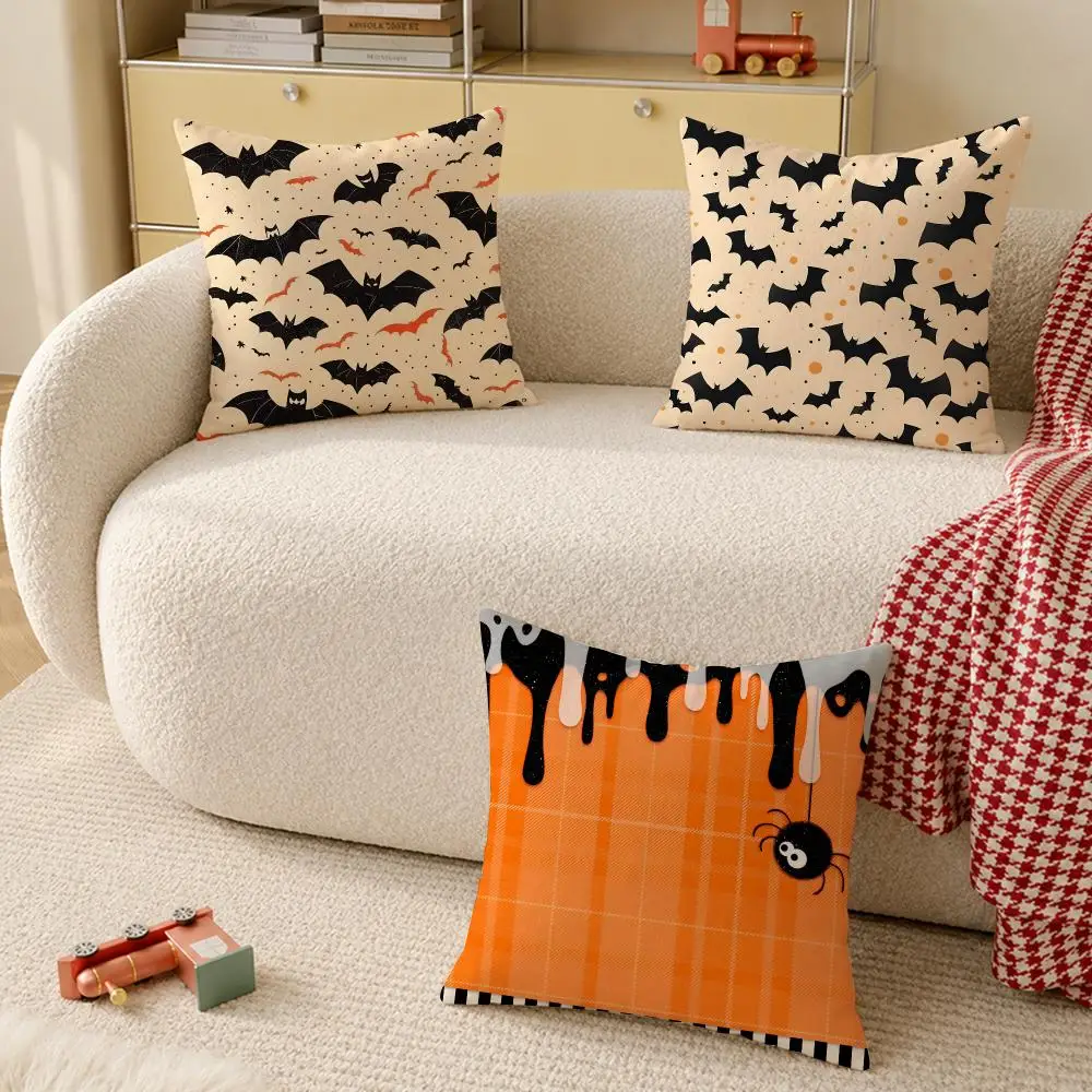 Retro Pumpkin Bat Hot Sale happy Cushion Cover Pillow Cover Decorative Throw Couch Home Decor for Living Room Sofa