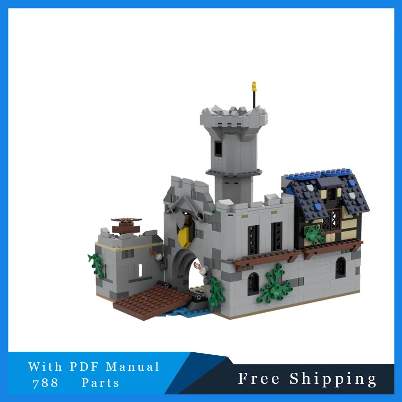 788-onderdelen Moc Middeleeuws kasteel Modulair model Bouwstenen DIY-sets Onderwijs Assemblage Bakstenen Speelgoed Kind Kerstverjaardagscadeaus