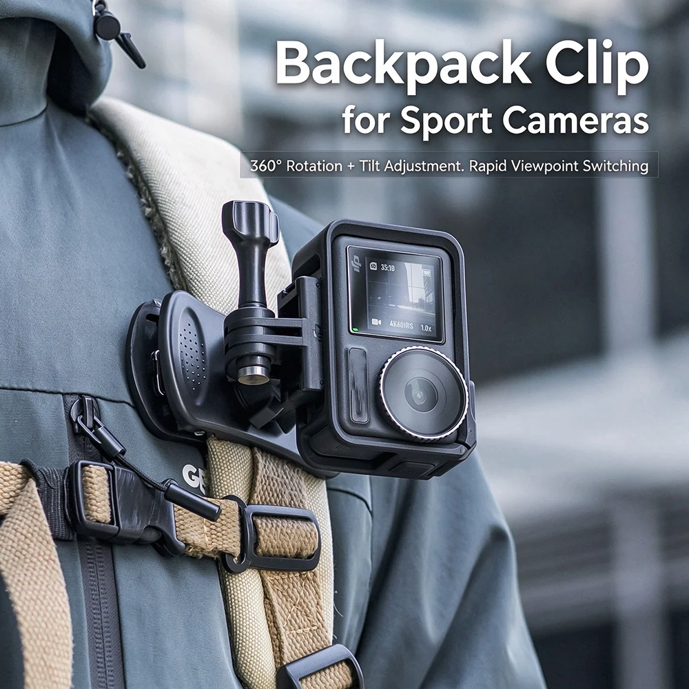 360° Rotatable Backpack Clip Mount for GoPro 13 Insta360 DJI Osmo Action 6 Camera Shoulder Strap Holder POV Vlogging Accessories