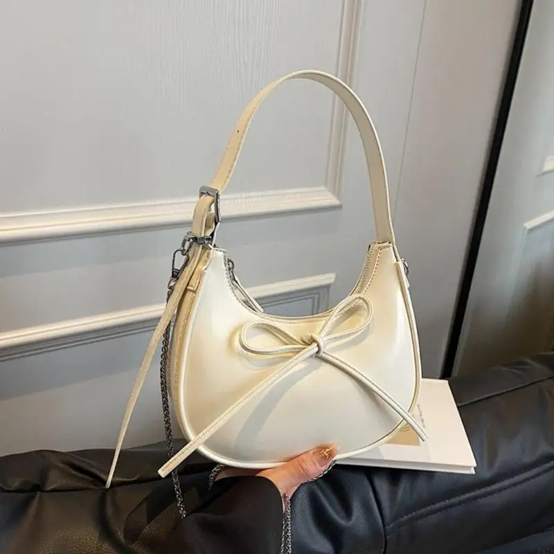 

Women Trendy Crossbody Bag Sweet Bows Shoulder Bag Trendy Armpit Bag Simple Commuting Bag PU Leather Underarm Purse 547A