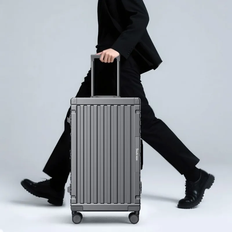 Large Size Aluminum Frame Travel Suitcase Thickened PC Trolley Case 20-inch Boarding Box 24