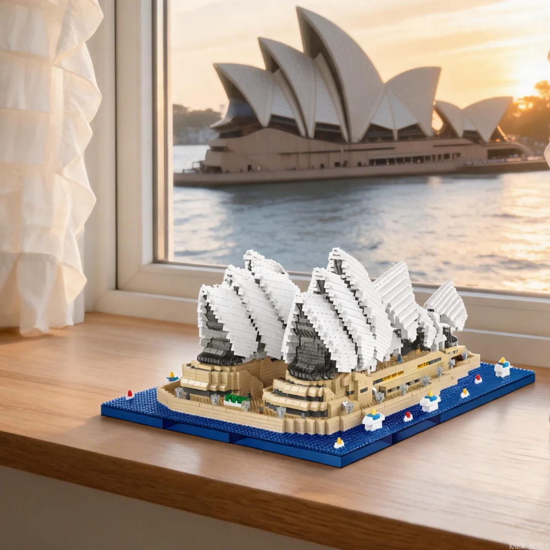 Desktop Decor Collectible Sydney Opera House Micro Building Blocks Toy–High-Difficulty 3D Puzzle Gift for Architect/Travel Lover
