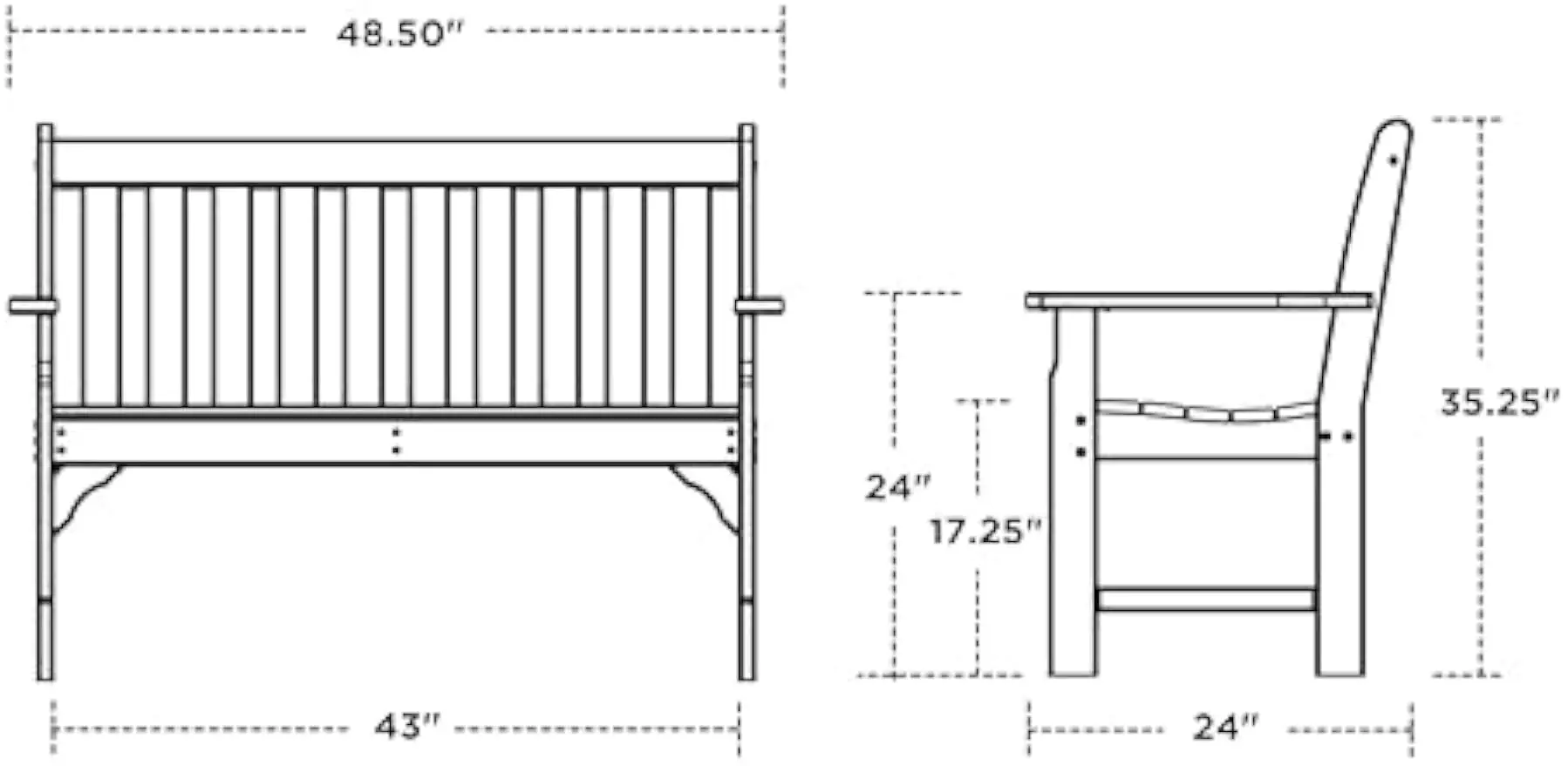 GNB48BL Vineyard 48" Bench, Black