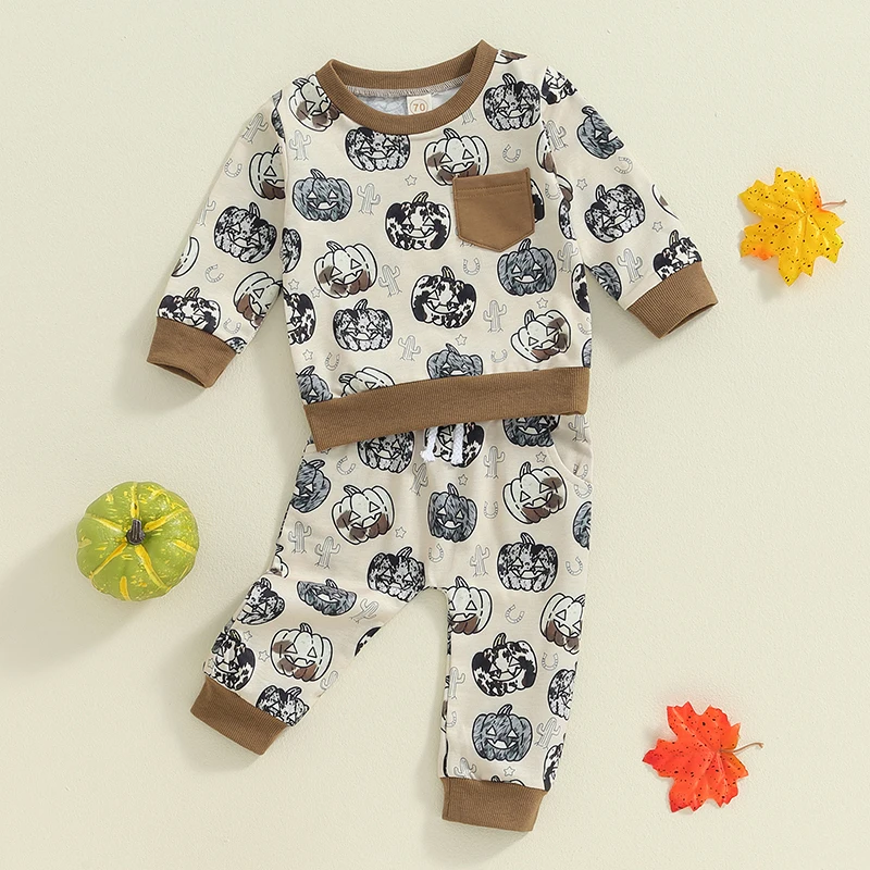 Neonata Halloween Outfit manica lunga Pullover felpa Outfit neonato bambino Halloween autunno vestiti del bambino