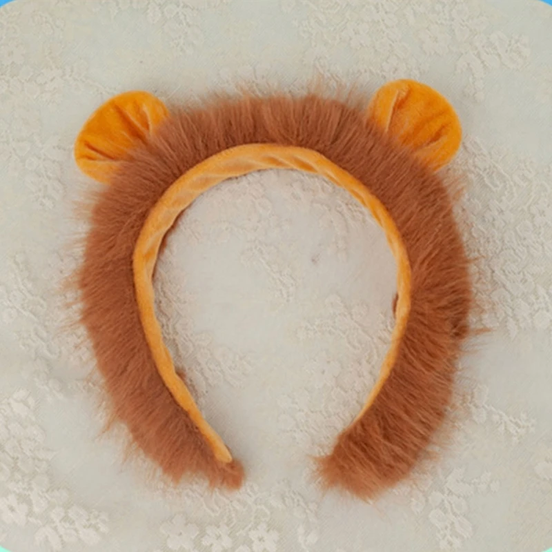 A0NF Urocza opaska na głowę i nosek kształcie lwa na okazje festiwalowe i uroczystości