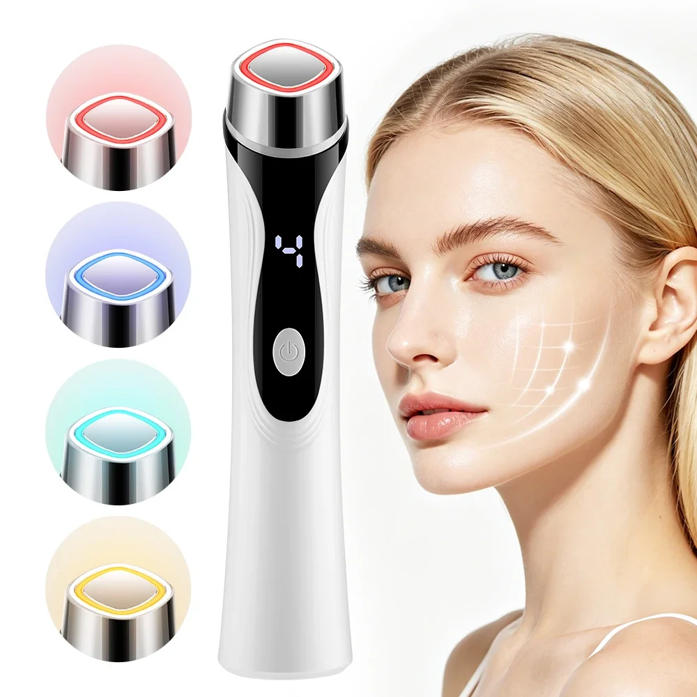 4 Modes EMS Facial Massager LED Light Photon Therapy Instrument Heating Vibration Face Lifting Tightening Anti Wrinkle Skin Care