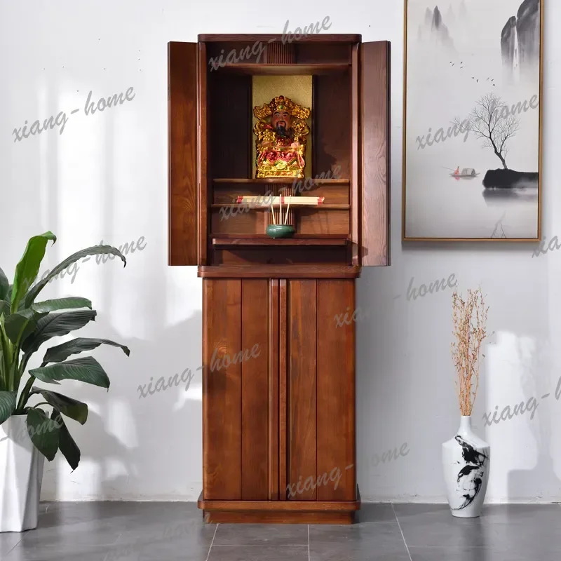 FG  solid wood  shrine altar cabinet - wealth god offering stand - bodhisattva buddha statue offering table for home worship