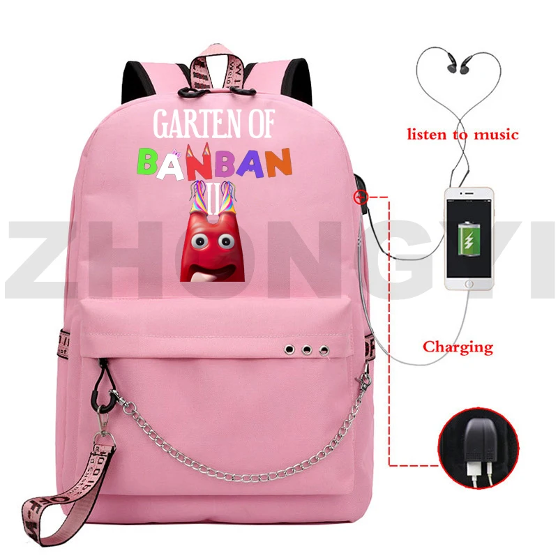 Anti Theft USB Garten of BanBan 2 Backpack Women School Backpack Chains Cartoon Printing Garten of BanBan Bookbag Travel Packbag