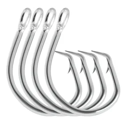 10Pcs Saltwater Tuna Fishing Hooks Stainless Steel Catfish Circle Hooks Big Game Fishing Hooks for Catfish Bass Tuna 5/0-28/0