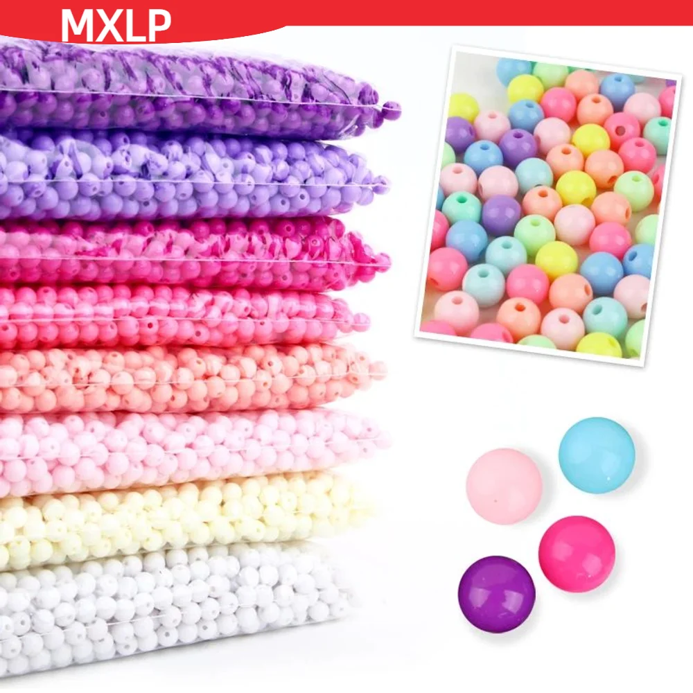 3mm-20mm Multi-color And Multi-size 500g Large Bag Acrylic Solid Color Perforated Pearl Abs Solid Color Bead, Used For Embroider