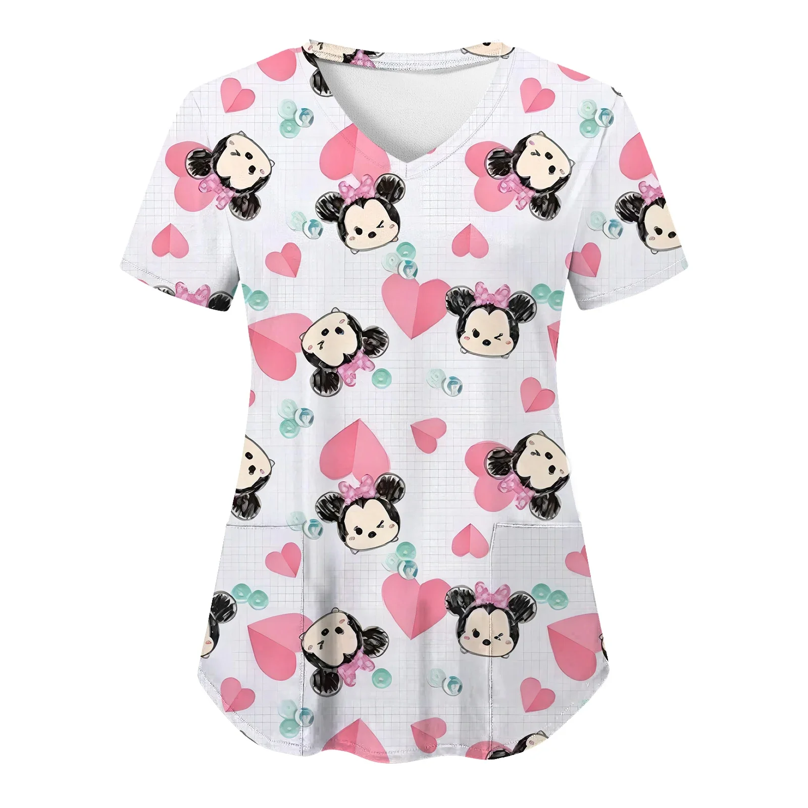 T-Shirts V-Hals T-Shirt Minnie Mouse Tops Verpleegster Uniform Vrouw Kleding Mickey Top Vrouwen 2023 Zomer Zak Ziekenhuis Disney T-Shirts