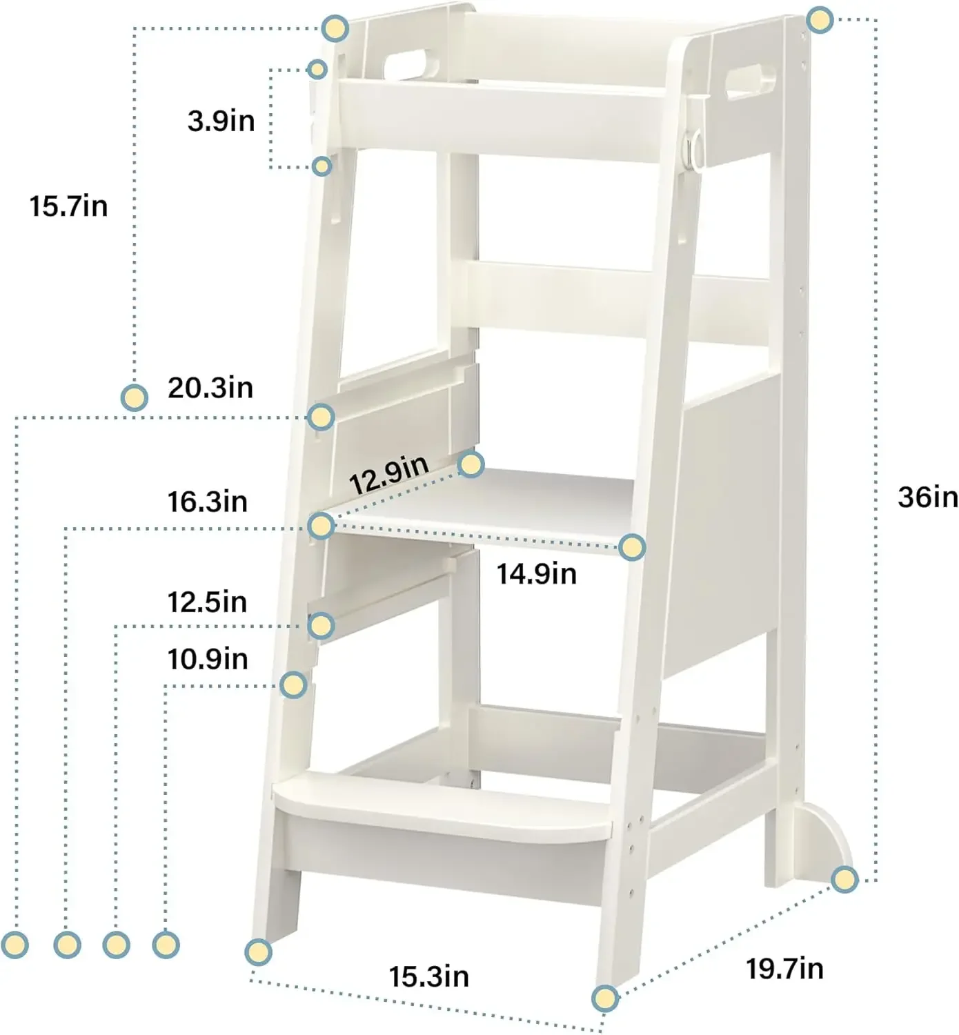 Bamboo Toddler Learning Step Stool 3 Height Adjustable Kitchen Counter Standing and Bathroom Sink Tower Helper Stool for Kids wi