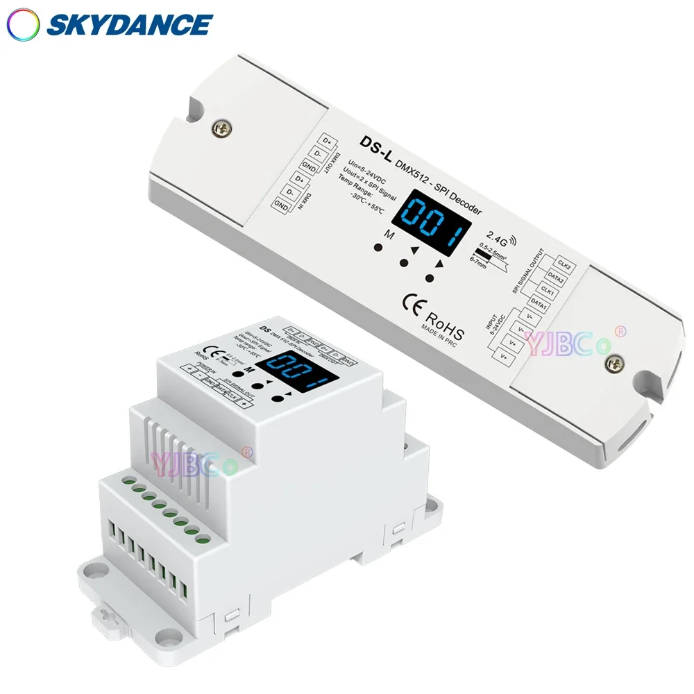 Skydance DS SPI DMX512 Decoder RGB DMX signal converter 5V-24V 12V WS2812 WS2815 IC RGBW LED strip controller 2.4G RF remote