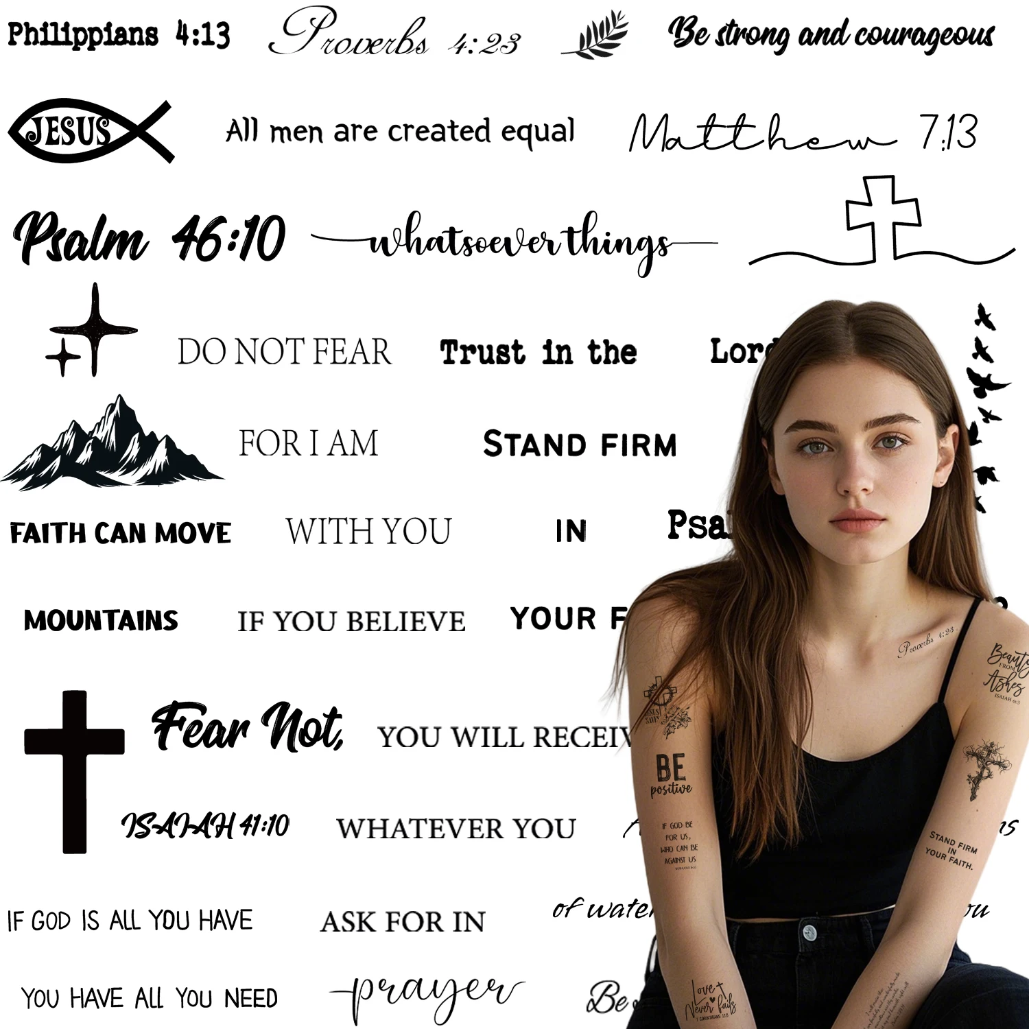

Christian Temporary Tattoos For Adults Inspirational Bible Verse Quotes Suitable Tattoos Stickers For Believers .