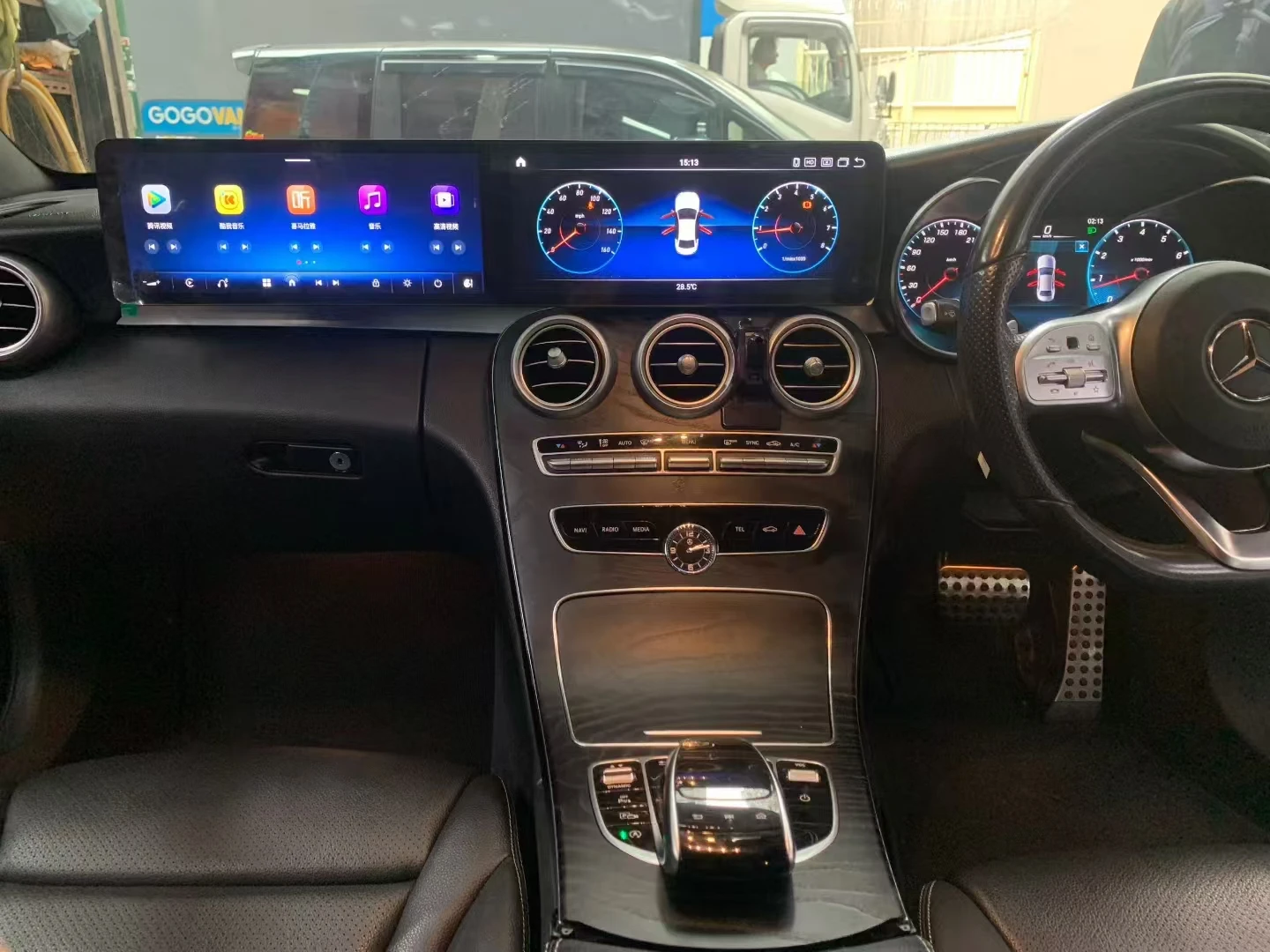 

25,6-дюймовый двойной экран Android Auto стерео автомобильный радиоприемник мультимедийный видеоплеер головное устройство для Benz GLC C W205 2015-2020 Carplay GPS Navi