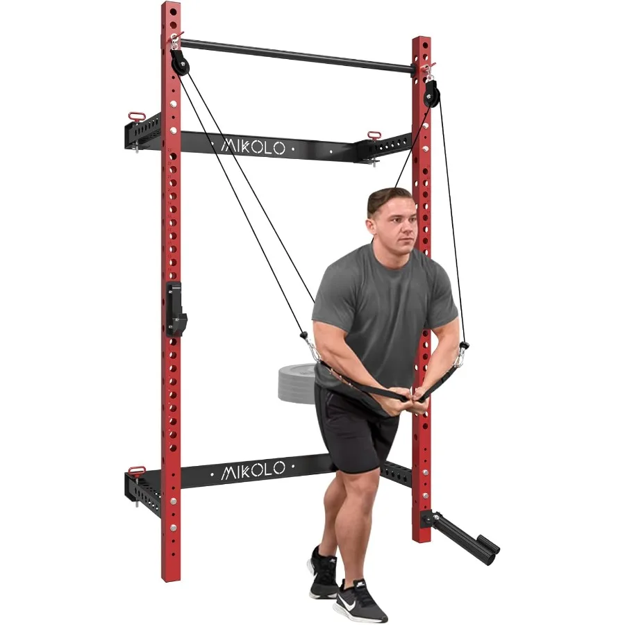 رف القرفصاء المثبت على الحائط مع تصميم قابل للطي ونظام كروس الكابل المضلع المتكامل لقفص الطاقة المدمج في صالة الألعاب الرياضية المنزلية #1