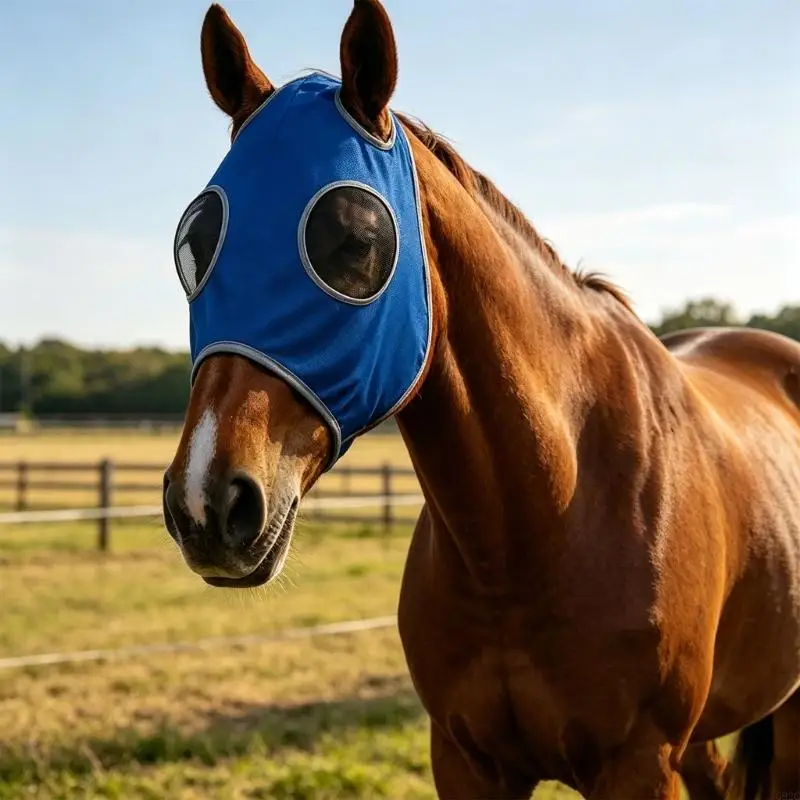 G92C Universal Breathable Horse Face Cover with Ear Away form  Debris Provide Comfort for Outdoor Summer