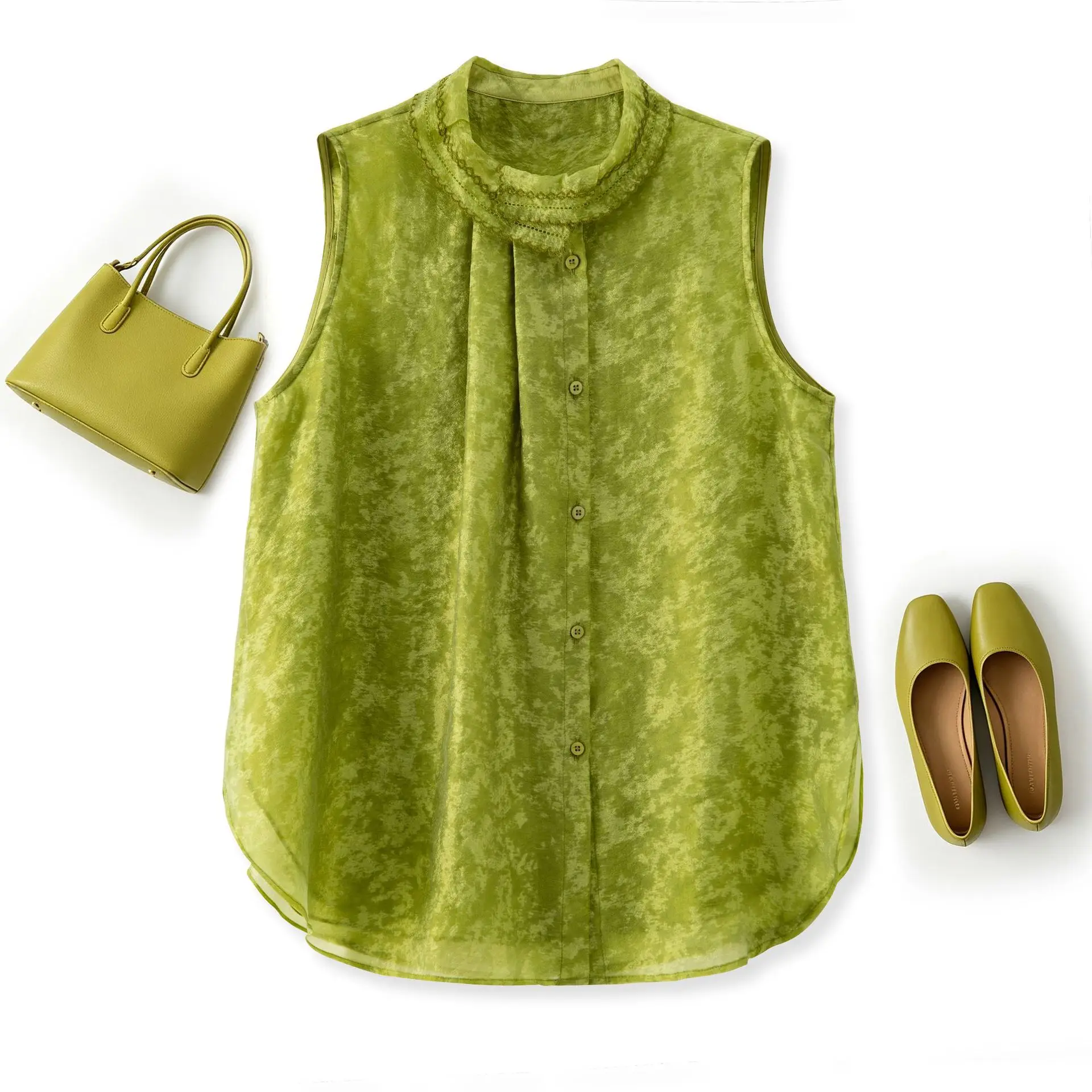 Women Loose Lace Collar Top Chinese Sleeveless Shirt Summer Casual Vest Ladies