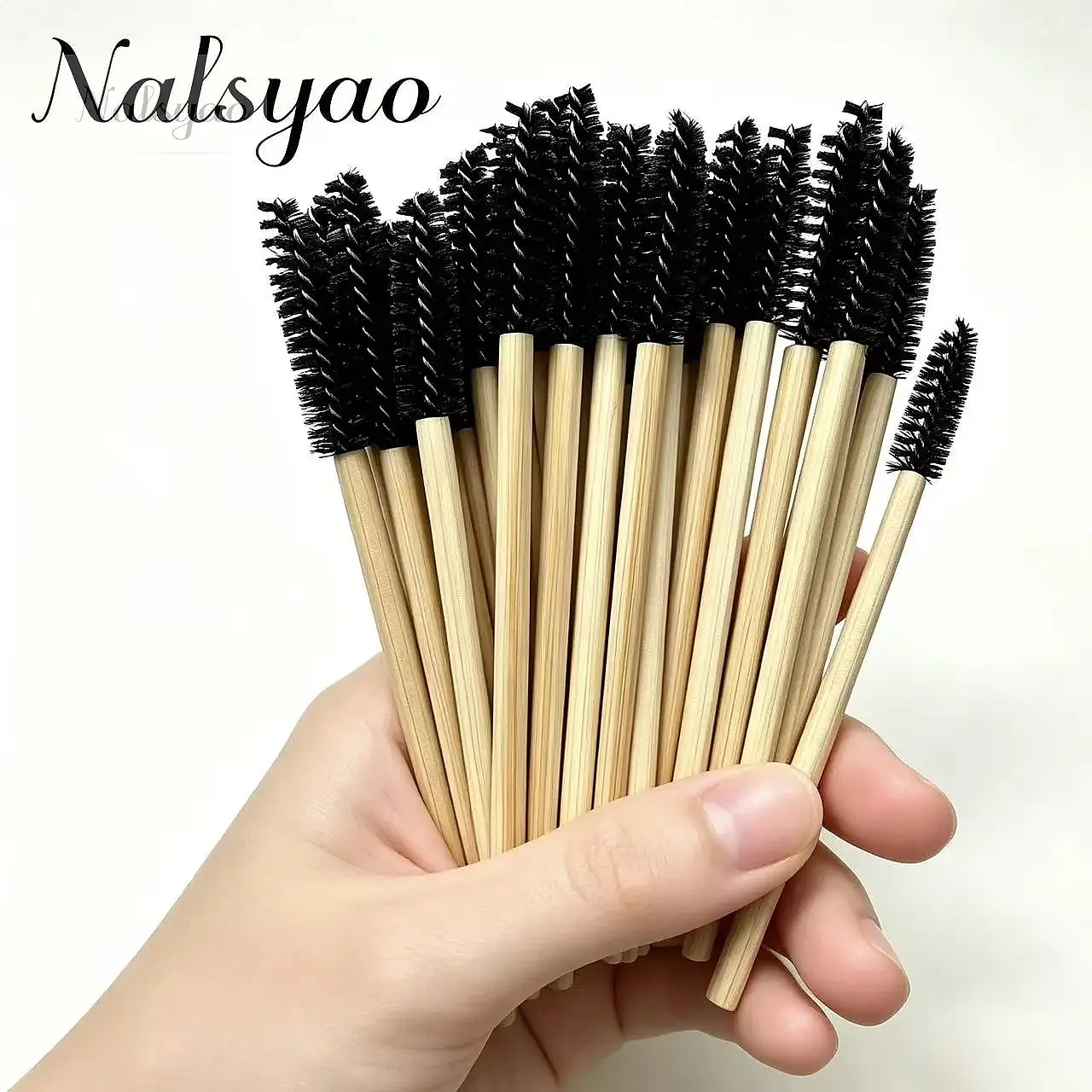 50Pcs Bamboo Handle Eyelash Brush Mascara Wands Applicators Eye Lash Curling Comb Makeup Tool for Extensions