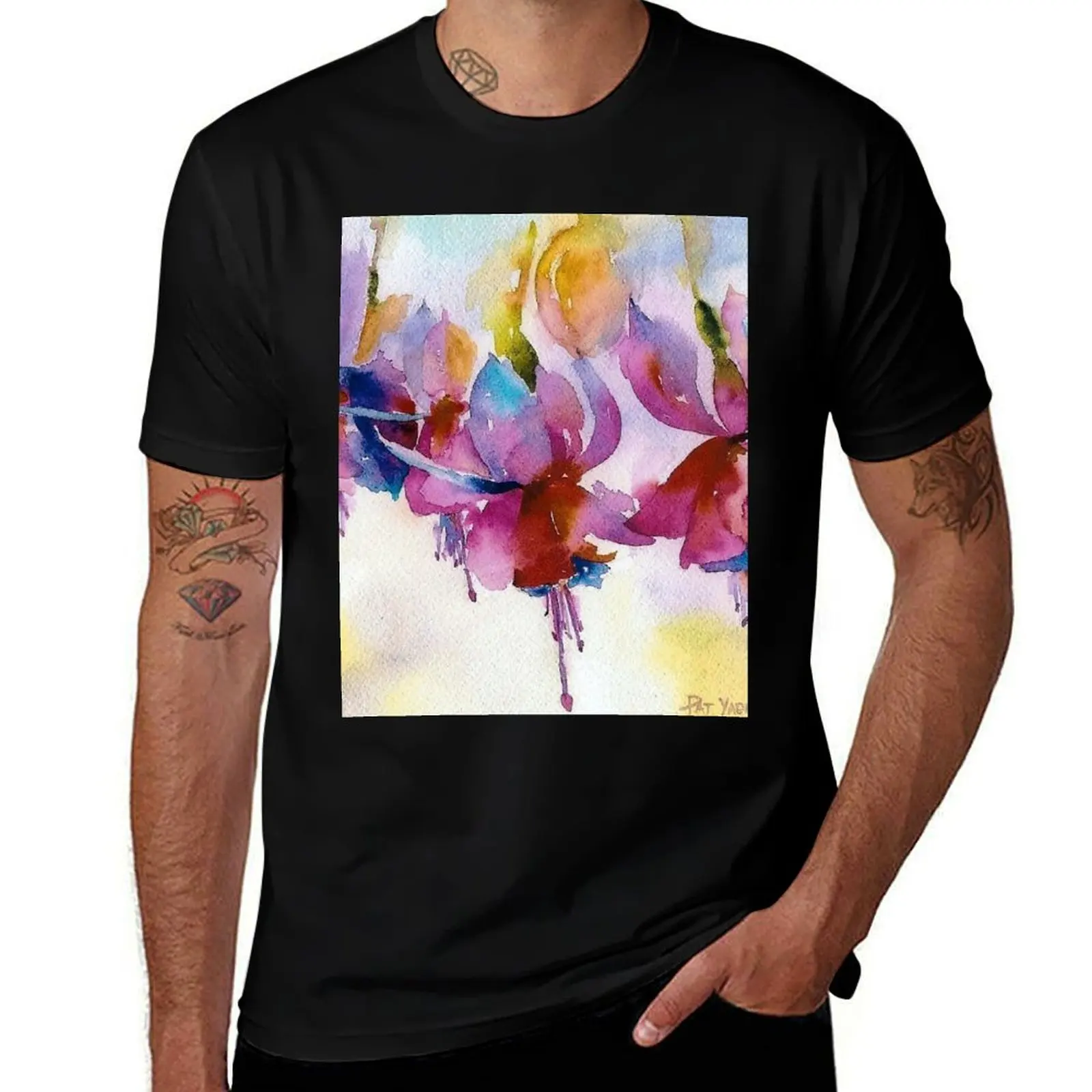 

Dancing Fuchsias Watercolor T-Shirt Summer Festival T-Shirt
