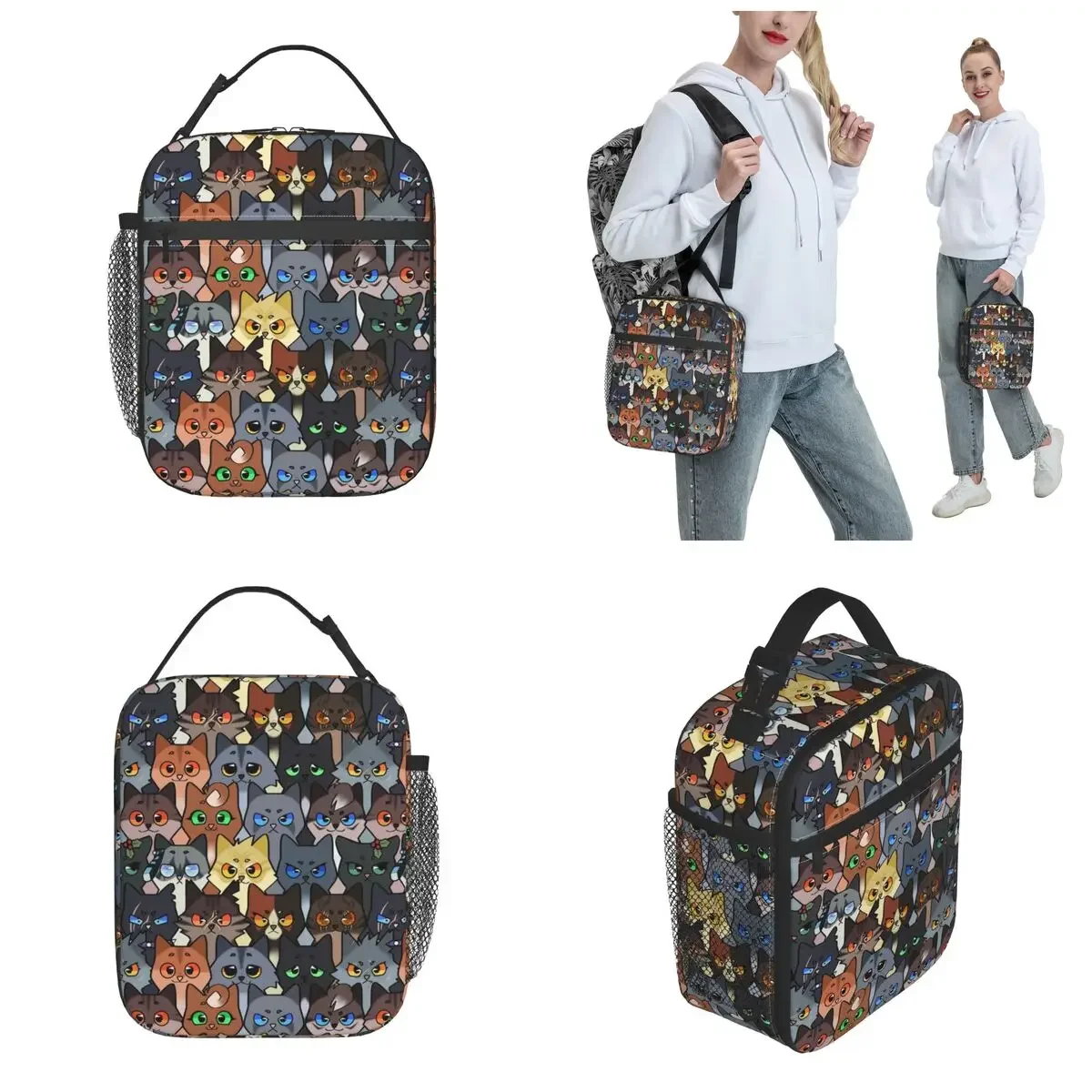 Warrior Kits Cat Thermal Insulated Lunch Bag for School Cute Reusable Lunch Container Kids Cooler Thermal Lunch Box