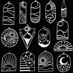 3pcs Sun Cloud Charms Wave Line Stainless Steel Pendant DIY Tassels Earrings for Jewelry Making Necklace Moon Star Accessories
