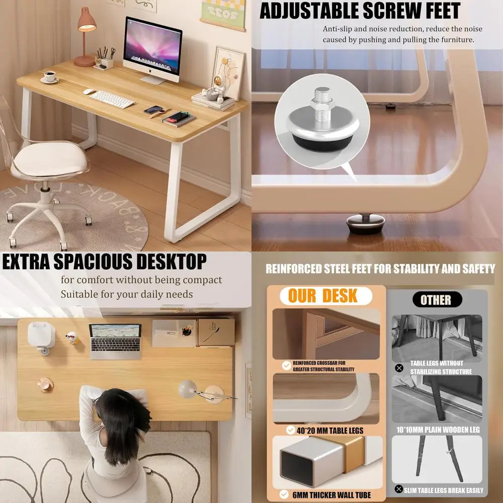 Modern Simple Computer Desk for Home Office, 47.2 Inch Small Writing Table Suitable for Bedroom Use
