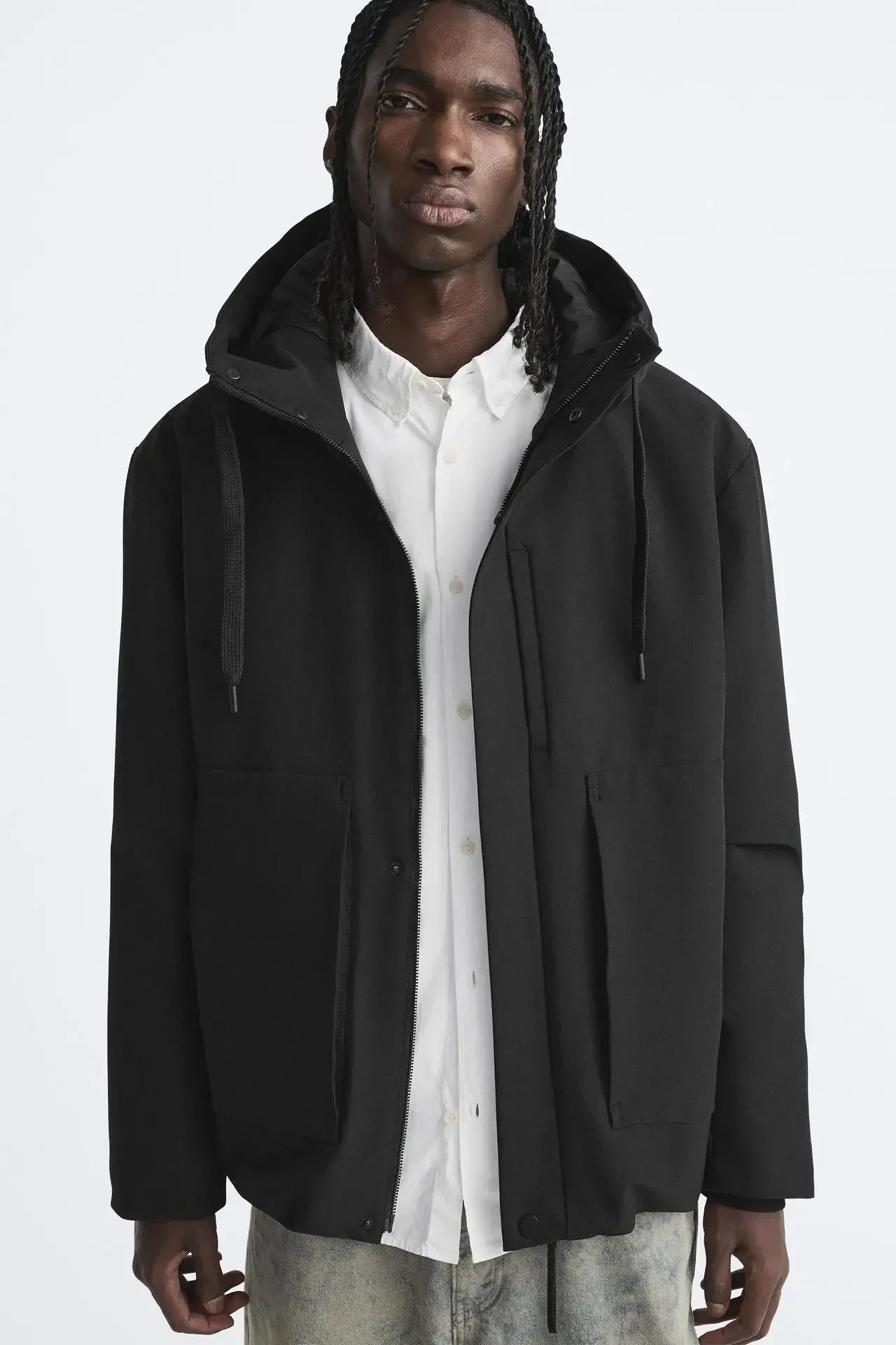 Pop Solid Color Hooded Stand Collar Casual Parker Jacket, Men's New Fashion Simple Warm Cotton-padded Clothes In Autumn And Wint