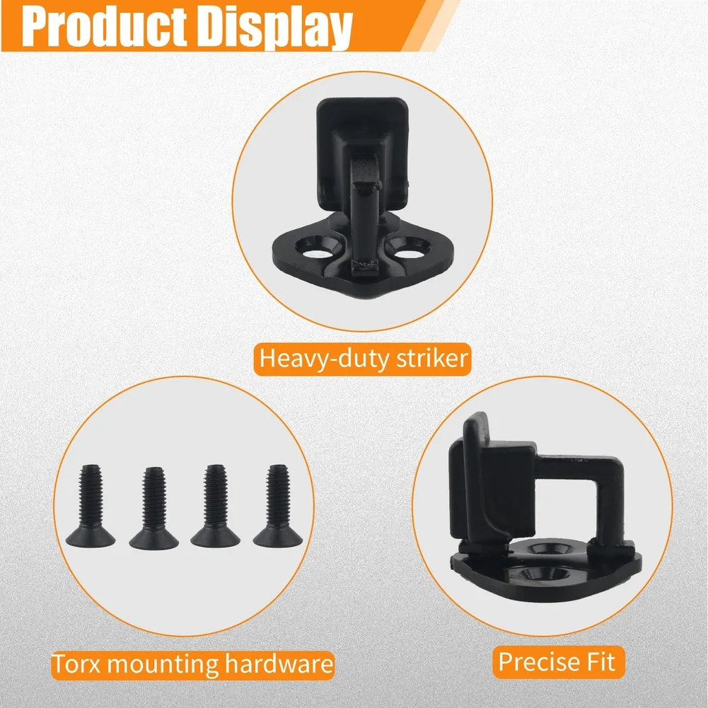 Side Door Latch BLACK Door Lock Strike Pin Vibration Dampening Steel Core Construction Zinc Coating Protection