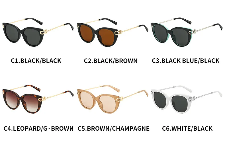 2026 New Patchwork Round Cat Eye Sunglasses Unisex INS Vintage Alloy Gradient Driving Shades UV400