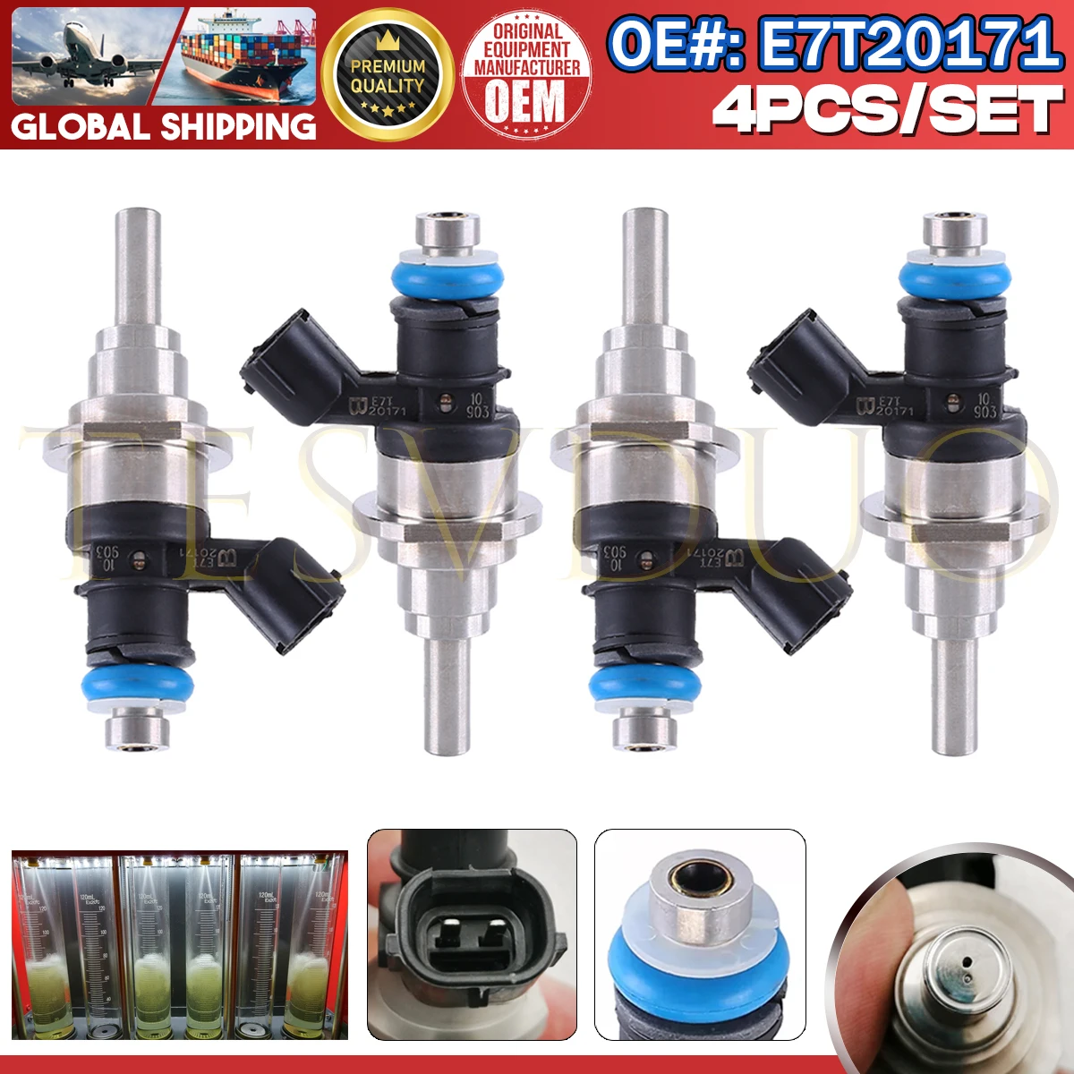 

4Pcs Fuel Injectors L3K9-13-250A E7T20171 For Mazda Speed 3 6 CX-7 Turbo 2.3L