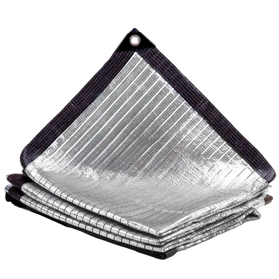 

85 10x20FT Aluminum Shade Cloth Reflective Sun Shade Cover Silver Tarp with Grommets for Car Garden Patio Kennel