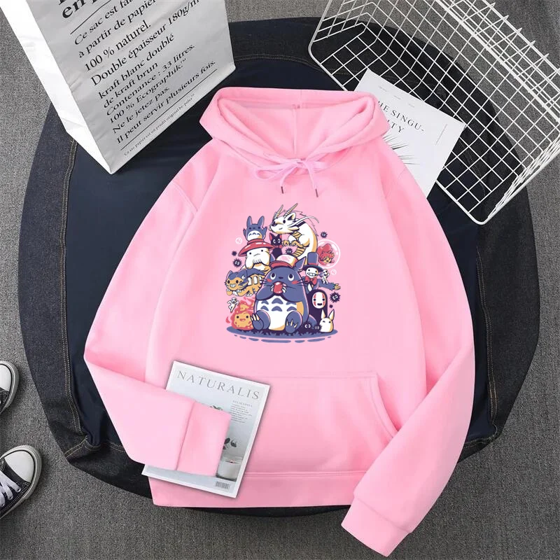 Hayao Miyazaki Totoro Spirited Away anime impresso esporte casual manga comprida Harajuku Kawaii casual masculino manga comprida multi moletom com capuz