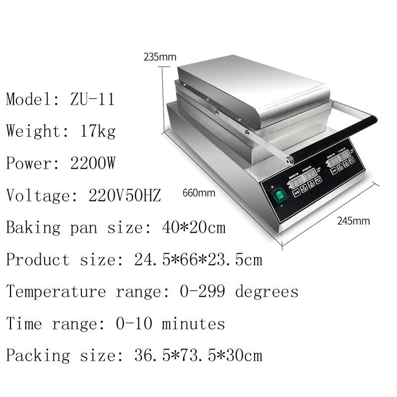220V Non stick commercial electric egg rolls machine Automatic digital timing waffle cone making machine