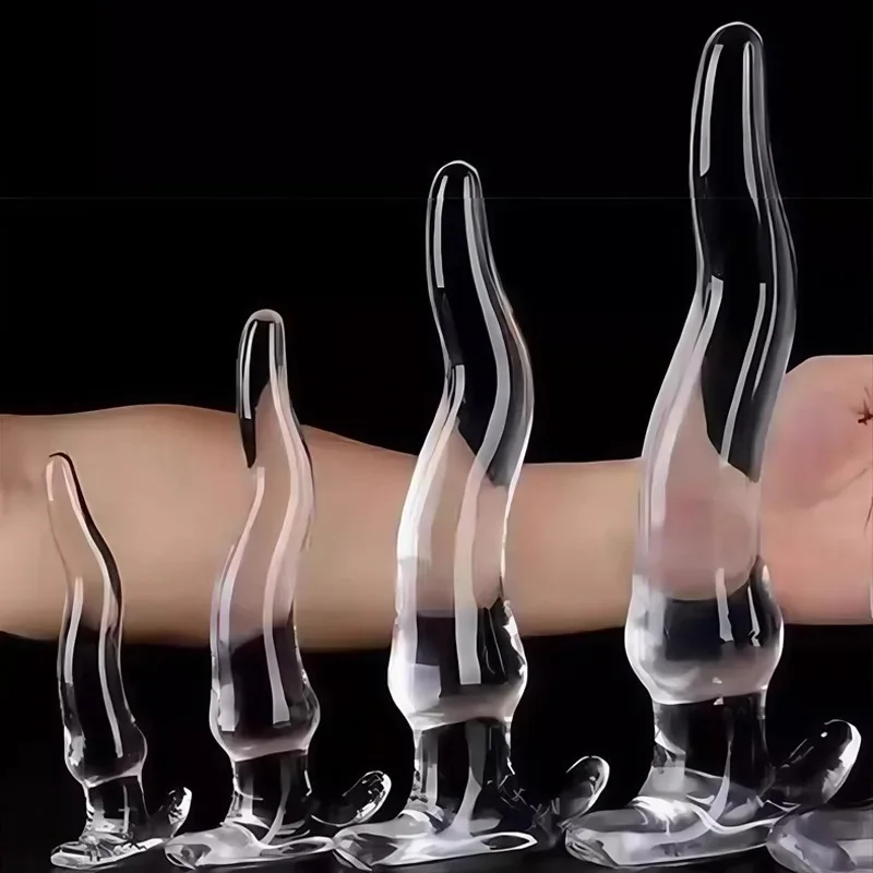 False Dildo Transparent Curved Silicone Metal Anal Plug Safe Bottom G-spot Adult Sex Toy Male and Female Anal Plug Back Massager view 4