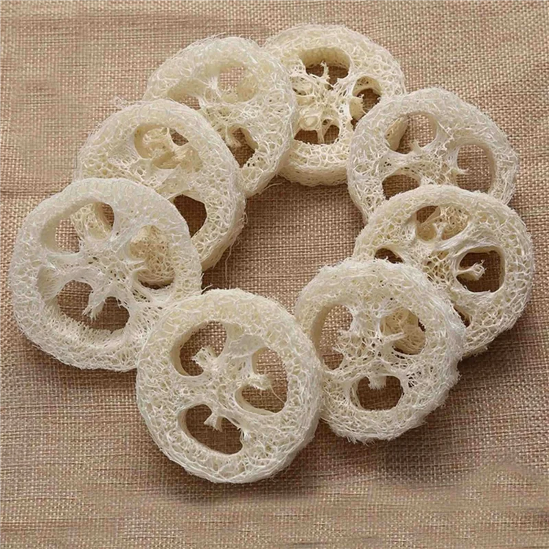 

A70P 450Pcs Natural Loofah Luffa Loofa Slices Handmade Loofah Soap Box Tray Tools Cleaner Sponge Facial Soap Holder