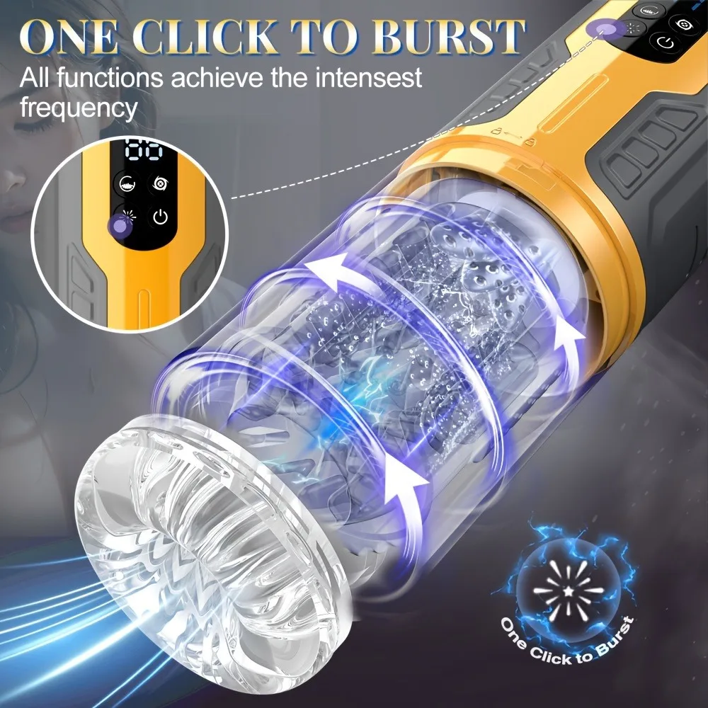 7 التوجه والدوران LED التلقائي ذكر الموزه لعق جيب كس الضارب بنقرة واحدة انفجار القضيب مضخة لعبة الجنس للرجال #3