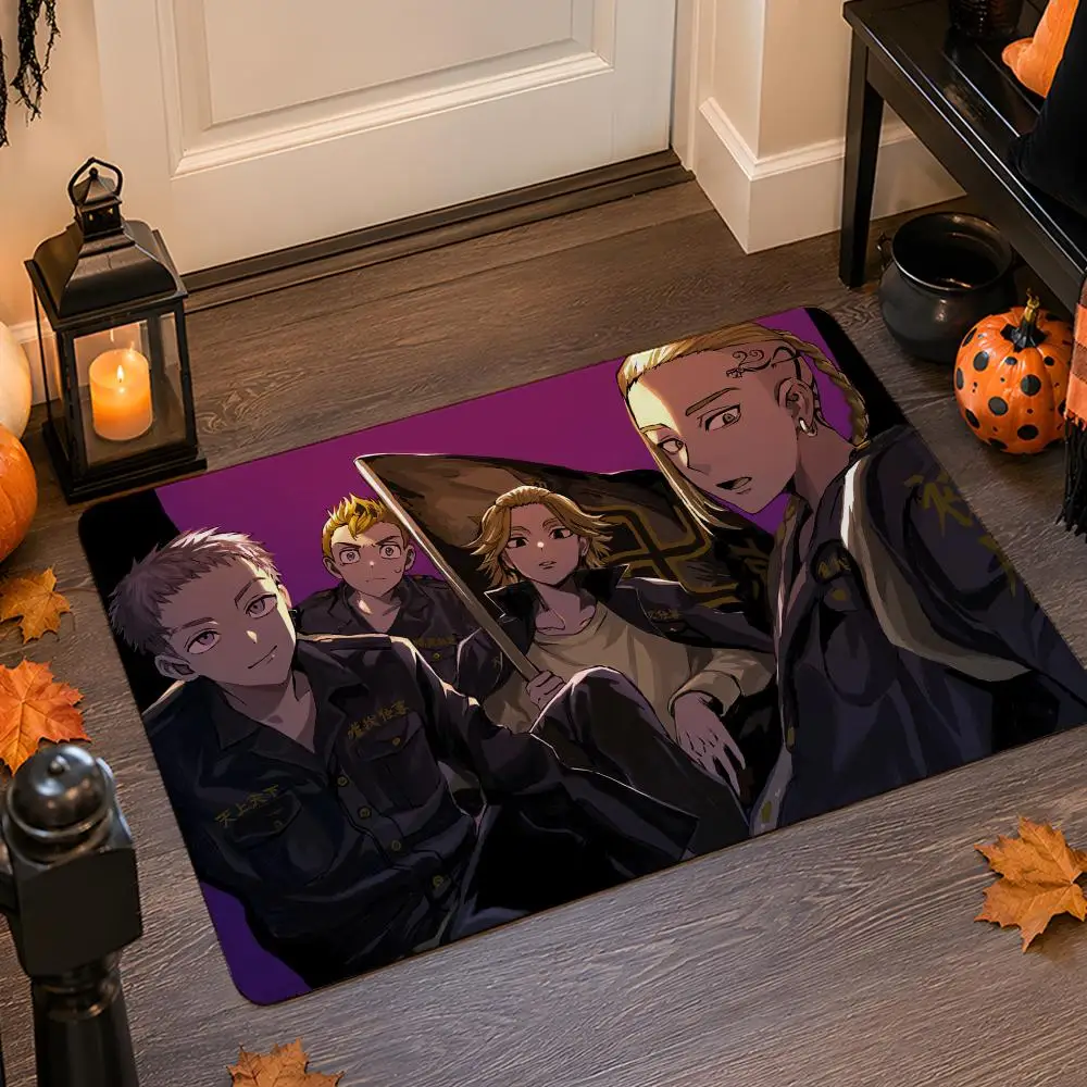 Anime T-Tokyo Revengers Floor Mat Flannel Rug Non Slip Absorbent Soft Washable For Entryway Hallway Bathroom Kitchen Decor
