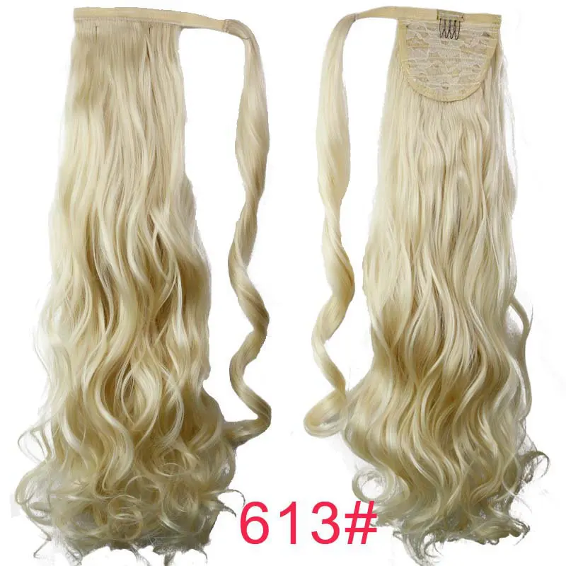 WHIMSICAL W Synthetic Hair 22''56CM Long Wrap Around Clip In Ponytail Hair Extension Heat Reistan Natural Hairpiece Headwear