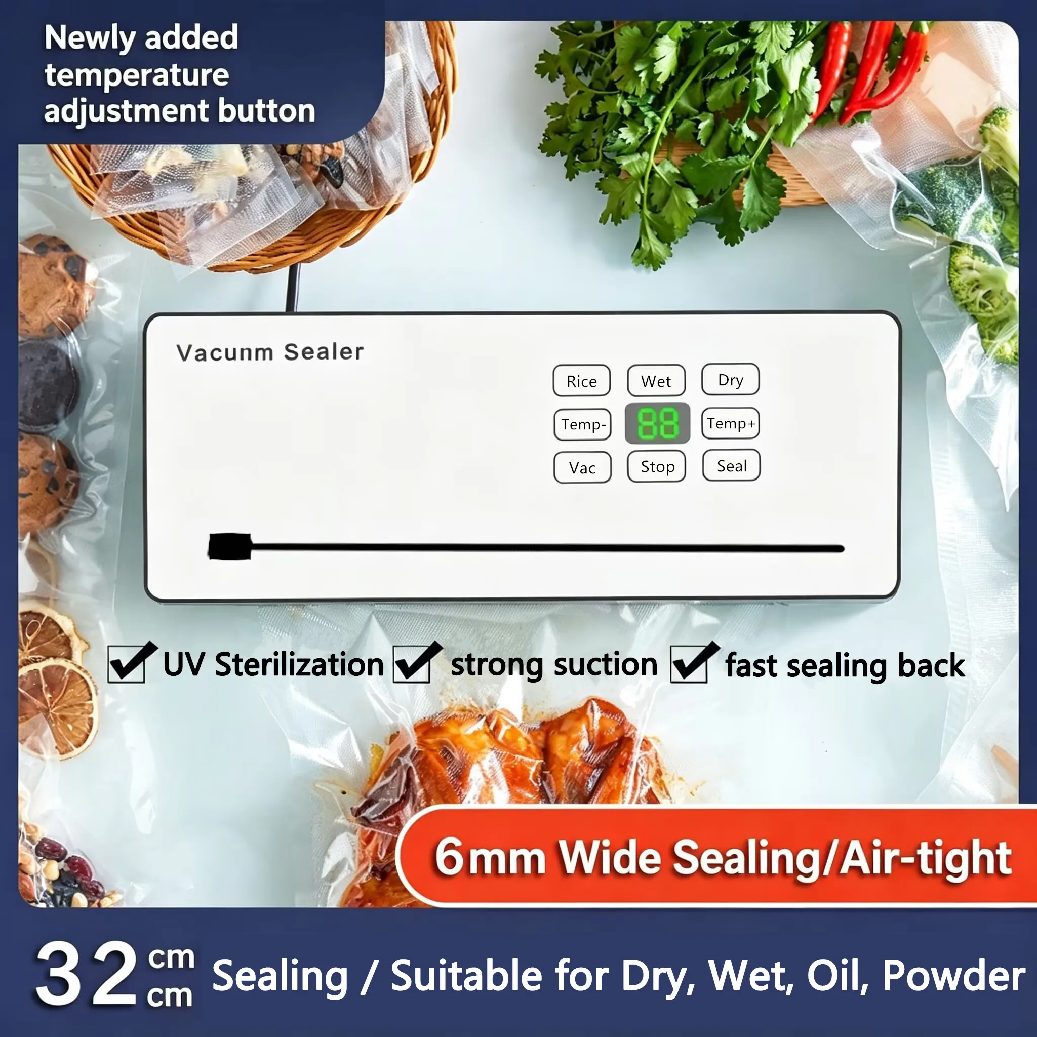 

Профессиональный вакуумный упаковщик для кухни, универсальная машина для вакуумной упаковки продуктов или упаковки пищевых продуктов.